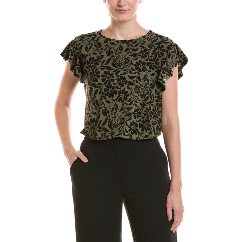 Jones New York Womens Flutter Top, Black
